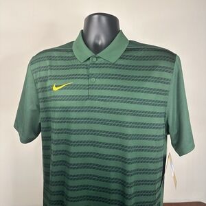 Nike Dri-Fit Polo Shirt Men's Medium FJ9553-342 Green Striped Ducks Packers NWT‎